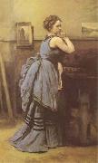Jean Baptiste Camille  Corot Woman in Blue (mk09) oil painting picture wholesale